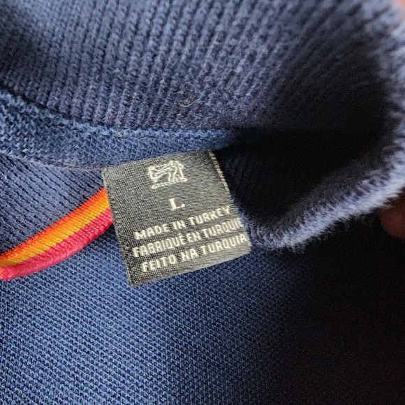 Scotch & Soda Polo Shirt Mens Large Navy Tipped Collar Cuffs Stretch Logo Patch - Picture 7 of 13